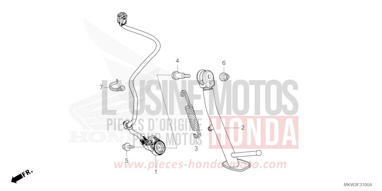 BEQUILLE LATERALE von NC750X "Meca" MAT BALLISTIC BLACK METALLIC (NHA86) von 2023